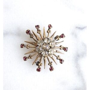 Victorian Revival Rhinestone Starburst Brooch Pendant